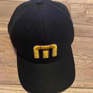 Travis Matthew L/XL Flex Fitted Hat - Purple and Gold M Logo